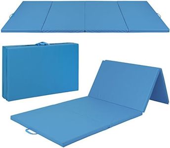 Best Choice Products 8 ft x 4 ft Gymnastics Mat, 4-Fold Foam Exercise Gym Floor Mat for Workout, Yoga, Aerobics, Martial Arts w/Handles, Blue