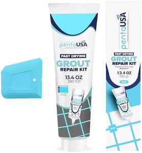 PentaUSA Tile Grout - Large Grout Filler Repairs Renews Tube, Fast Drying Grout Repair Kit, Odorless Formula - Grout Floater Included - 13.4oz / 380gr (Blue)