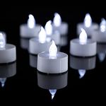 LED Candles, Pack of 24 LED Tea Lights Candles Cold White Realistic and Bright NO Flickering Tea Lights, CR2032 Battery Operated, Durable Tea Lights for Wedding, Holiday, Party, Home Decoration