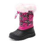 DREAM PAIRS Boys Girls Insulated Waterproof Snow Winter Boots,Size 10 Toddler,Black/Pink,KSNOW