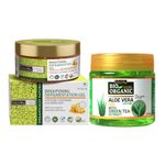 Indus Valley Bio Organic Pure Multipurpose Aloe Vera Gel, 175 ml, with Green Tea Extract, Depigmentation Gel, 50 ml, Natural Cow's Milk Yogurt