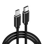 USB C to Micro USB Adapter Cable, Micro USB Male to Type-C Reversible Converter Wire, Nylon Braided Thunderbolt to Micro-B 2.0 Data Lead OTG Cord for MacBook Pro Air S22 S21 S20 S10 Pixel (1m)