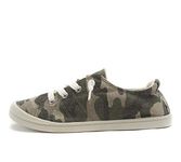 Soda Flat Women Shoes Linen Canvas Slip On Sneakers Lace Up Style Loafers Zig-S, Camo, 6