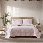 Tommy Bahama - Queen Quilt Set, Reversible Cotton Bedroom Decor with Matching Shams, Tropical Bedding with Textured Reverse (Distressed Water Leaves Coral, Queen)