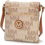 MKF Crossbody bag for women - Removable Adjustable Strap - Vegan leather Crossover Designer messenger Purse Beige Size: Small