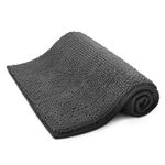 KEPLIN Non-Slip Bath Mat - Soft and Comfortable Microfibre Mat with Machine Washable Design - Water Absorbent and Quick Drying to Keep Bathroom Hygienic and Clean (Grey)