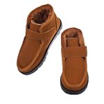 Gaorui Men Winter Warm Shoes Flat Fur Inside Pull on Western Suede Casual Ankle Snow Boots Khaki