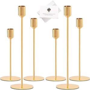 TAVADA Portacandele in Metallo Alto,6 Pezzi Oro Portacandele,Candeliere da Tavolo Ornamento Decorazioni,Decorativi per la Tavola per Natale Halloween Ringraziamento bar feste Soggiorno Decor
