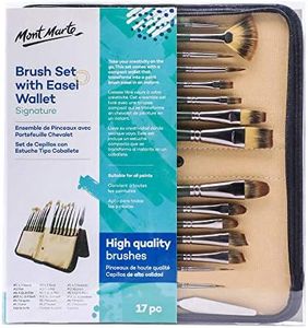 Mont Marte Signature Brush Set with Wallet, 17 Piece, Suitable for Oil, Acrylic, Watercolor and Gouache Paint, Easel Wallet Included