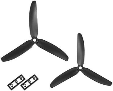 uxcell RC Propellers 5030 5x3 Inch 3-Vane Multi-Rotor for Aircraft, Nylon Black 1 Pair with Adapter Rings