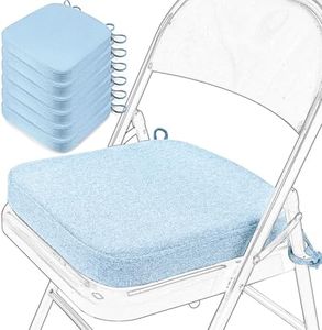 SINOSSO Memory Foam Chair Cushions for Folding Chairs 6 Pack, Thickened 2" Square Pads with Ties for Kitchen Chairs, Indoor Non-Slip Dining Chair Seat Cushions (Set of 6, Water Blue)