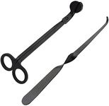 2 Pcs Candle Wick Trimmer Set, 1 Stainless Steel Polished Candle Wick Trimmer and 1 Candle Hook, Reaches Deep Into Candles to Cut Spent Wicks（Black）