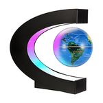 Gresus Magnetic Levitating World Map Globe, Floating Globe with C Shape Display Frame,Cool Tech Home Office Desk Gadget Decor Birthday Gift for Men Fathers Boyfriend Students (Globe don't light on)