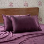 Wakefit Satin Pillow Covers for Hair and Skin | Plum | Set of 2 (27 x 17 inches) | 144 TC