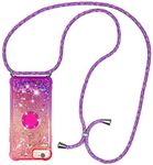 HongMan Mobile Phone Case with Rope for Hanging iPhone 6 Plus/6S Plus – Case with Hanging Strap/Shiny Quicksand TPU Phone Case Necklace with Strap with Cord for Carrying