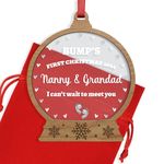 Beecreative Nanny Grandad Grandparents Christmas Decoration From Bump - I Can't Wait To Meet You - Bump's First Christmas Bauble - Pregnancy Announcement Reveal - With Red Bag