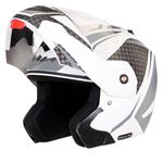 Vega Crux Dx Checks ISI Certified Gloss Smooth Finish Flip-Up Helmet for Men and Women with Clear Visor(White Silver, Size:L)