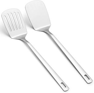 Kyraton Spatules en acier inoxydable, Tournebroche argenté, Tournebroche solide, Spatules de cuisine pour ustensiles de cuisine antiadhésifs, Lavable au lave-vaisselle, Facile à nettoyer