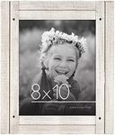 Americanflat 8x10 Picture Frame with Polished, Crystal Clear Glass - Hampton Collection - Distressed Wood Gallery Picture Frames for Tabletop and Wall Display - Aspen White