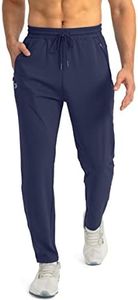 G Gradual Men's Sweatpants with Zipper Pockets Tapered Joggers for Men Athletic Pants for Workout, Jogging, Running, Navy, Medium