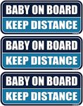 GEEKBEAR Baby on Board Car Magnet - Colorful, Reflective, Weather-Resistant - Rectangular 8.7 x 3.5 in (Navy/Blue, 3 Pack)