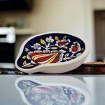 Malaikah Ceramic Spoon Rest Small Blue Hand-Painted, Ideal for Kitchen, Tableware, Cutlery Rest, Pack of 1