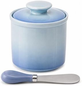 KILZCHT Ceramic French Butter Crock with Spreader,Gradient Blue