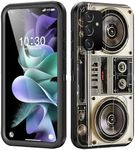 BFUKVOU for Galaxy S24 Case with Built in Kickstand,Shockproof/Dustproof/Drop Proof 3-Layer Military Grade Protective Cover for Samsung Galaxy S24 6.2 inch 2024,Vintage 80s Boombox