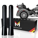 Mega Racer 3.1" Black Carbon Fiber Motorcycle Antenna for Harley Davidson All Models 1989 – 2022, Screw-On Replacement Antenna, Copper Coil Internals, Car Wash Safe, 2 Pieces