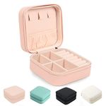 Small Jewelry Box, FOME Portable Jewelry Box Organizer PU Leather Mini Travel Jewelry Storage Case for Rings Earrings Necklace Bracelets Jewelry Gift for Women Girls Pink