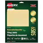 Avery Removable Filing Labels for Laser and Inkjet Printers, 3-7/16" x 2/3", White, Rectangle, 300 Labels, Removable (6505)