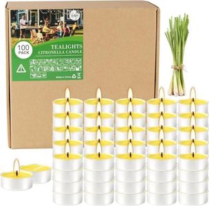 pliadvbu 100 Pcs Citronella Tealight Candles, Smokeless and Dripless Candles in Bulk,for Home Patio Balcony Backyard,4 Hour Burn,Yellow, DJ7869