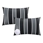 2 Pack Outdoor Indoor Lumbar Pillow 12"x20"Waterproof patio oblong Throw Pillows Pillow Contains Recycled Polyester Fill,UV Resistant,colored stripes throw for Patio Furniture Garden Decorative Pillow