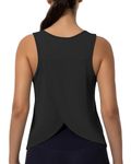 Dawnrole Ice Silk Workout Tank Tops for Women Cropped Split Back Yoga Tops Sleeveless Gym Running Athletic Shirts Black