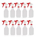 DCS Pack of 10 Plastic Water Spray Bottles for Cleaning 750ml – Hand Trigger Empty Spray Bottles for Gardening and Home Cleaning – Heavy duty Industrial Refillable Mist Spray Bottles (Red)