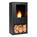 blumfeldt Fiamme Cantal Ethanol Fireplace - stainless steel burner with 1.2 litres volume, burns for up to 6 hours, burns without odour or residue, wood compartment on the underside, rain cover, black