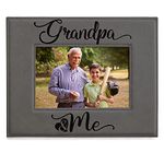 KATE POSH - Grandpa & Me Engraved Leather Picture Frame, First Grandchild Gifts, Best Grandpa Ever, Grandparents Gifts (4x6-Horizontal)