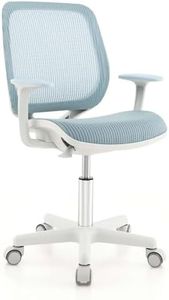 Costway Kids Desk Chair, Ergonomic Children Study Computer Chairw/Height Adjustable, Soft Filling Sponge, Sit-Brake Wheels, Breathable Mesh Swivel Task Student Chair 6-15 Years Old for Home (Blue)