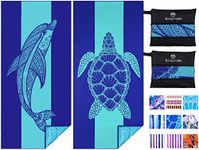 2 Pack Microfiber Lightweight Beach Towel 71"x32" Oversized Extra Large Thin Sand Free Towels Travel Swim Pool Yoga Gym Camping for Adults Women Men Beach Essentials Accessories Vacation Gift