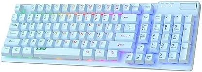 Docooler 99 Keys Wired Keyboard RGB Gaming Keyboard with 19-Key Non-Ghosting Metal Base, Ergonomic Design, Sound Level Control with Rainbow Light