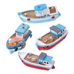 GARVALON 4pcs Fishing Boat Ornaments Home Boat Decor Fishing Boat Decoration Dollhouse Ornament Miniature Boat Nautical Ornament Resin Boat Crafts Boat Model Fishing Model Desktop Boat