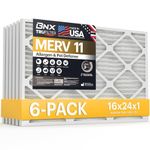 BNX TruFilter 16x24x1 Air Filter MERV 11 (6-Pack) - MADE IN USA - Allergen Defense Electrostatic Pleated Air Conditioner HVAC AC Furnace Filters for Allergies, Dust, Pet, Smoke, Allergy MPR 1200 FPR 7