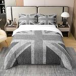 jejeloiu United Twin Zipperdom Flag Union Jack Bedding 100% Cotton Set Grey UK Flag Duvet Cover 100% Cotton for Kids Adults Geometric Down Alternative for Ultra Soft Room Decor Twin Size Zipper