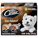 CESAR Home Delights Adult Wet Dog Food - 6 Beef Stew and 6 Hearty Chicken and Noodle Dinner in Sauce, 12x100g Trays