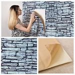 Lukzer 4PC 3D Brick Wall Sticker Peel & Stick Wallpaper Waterproof PE Foam Sheets for Bedroom Background Decoration (Thickness 8MM / Stone Design/77 x 70cm)