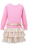 Bonnie Jean Girls' Long Sleeve Sweater to Skirt Dress, Coral, 2T