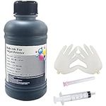 AYMSous Black Ink Refill Ink Kit Dye Ink 250ml for HP Inkjet Printers Refillable Cartridge CISS CIS System (9 oz) with Syringe & Glove