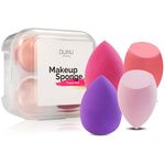 Makeup Sponge DUAIU 4 Pack Beauty Blender Foundation Sponges Set 4 Color Latex Free Blender Beauty Makeup Sponges with 1 Sponge Holder Case (Red Purple)