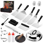 Onlyflame 26PCS Professional BBQ Griddle Tool Kit for Flat Top Grill Blackstone and Camp Chef - Stainless Steel Griddle Spatulas Accessories Kit with Griddle Cleaning Kit, Carry Bag and More Tools