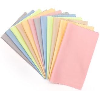 AIMI 12 Pack Assorted Colors Microfiber Cleaning Cloths - 6" x 7" Microfiber Glasses Cloth - Great for Cleaning Eyeglasses, Cell Phones, Screens, Lenses, Glasses and All Delicate Surface